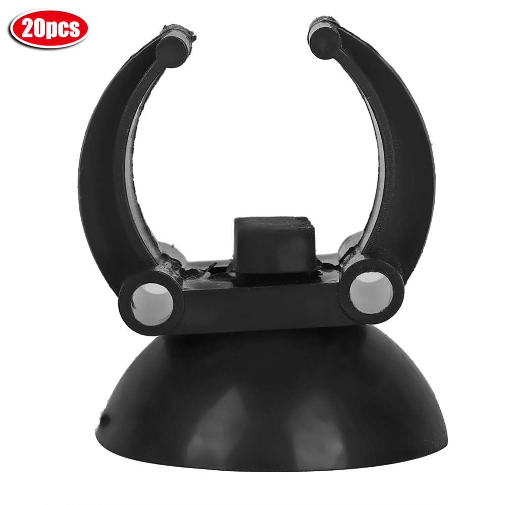 Plastic Pipe Clip - 20個セット PVC製水槽加熱棒クリップ 吸盤付き ブラック エアラインパイプホルダー 魚タンクアクセサリー