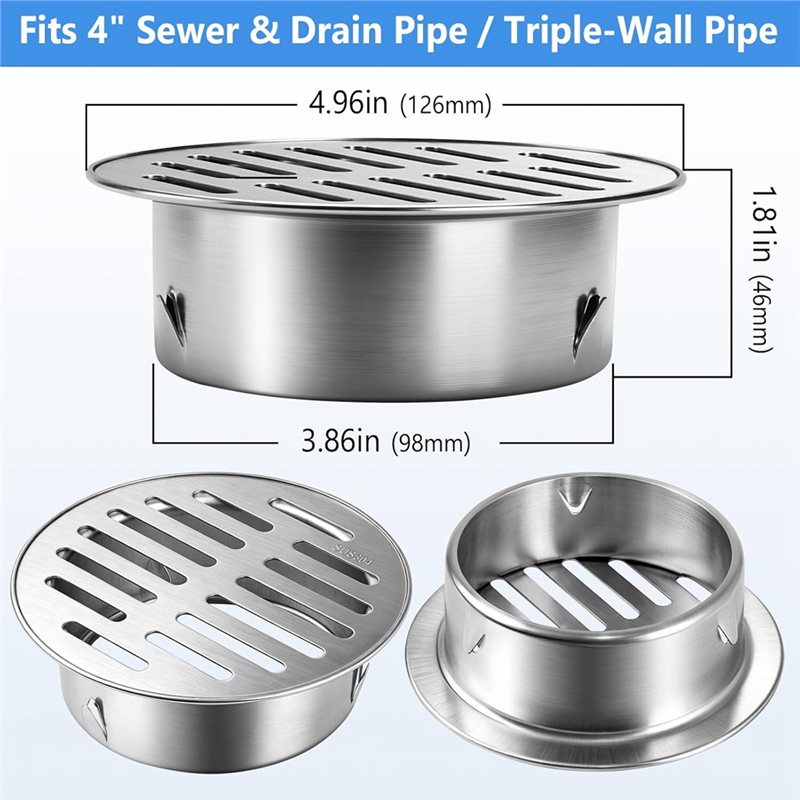 RMWIN-4インチ304ステンレス製排水溝カバー-水平パイ - Drain Pipe Clip のレビューと価格
